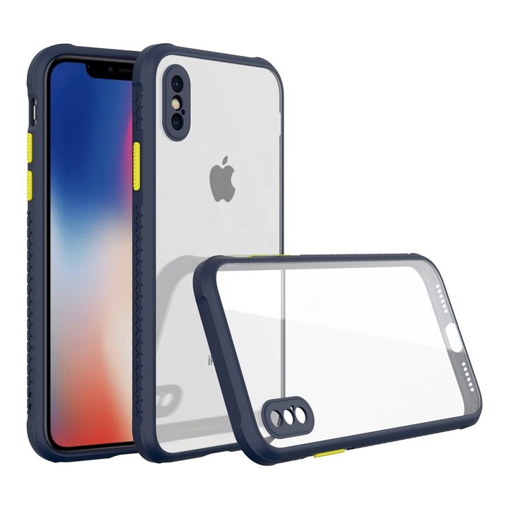Husa rezistenta la socuri pentru Apple iPhone XS Max, protectie pentru camera, albastra