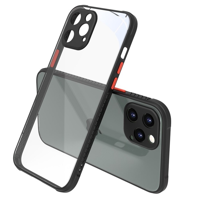 Твърд Кейс за iPhone 11 Pro Max, Гумирани краища, Удароустойчив, Защита за камерата, Черен