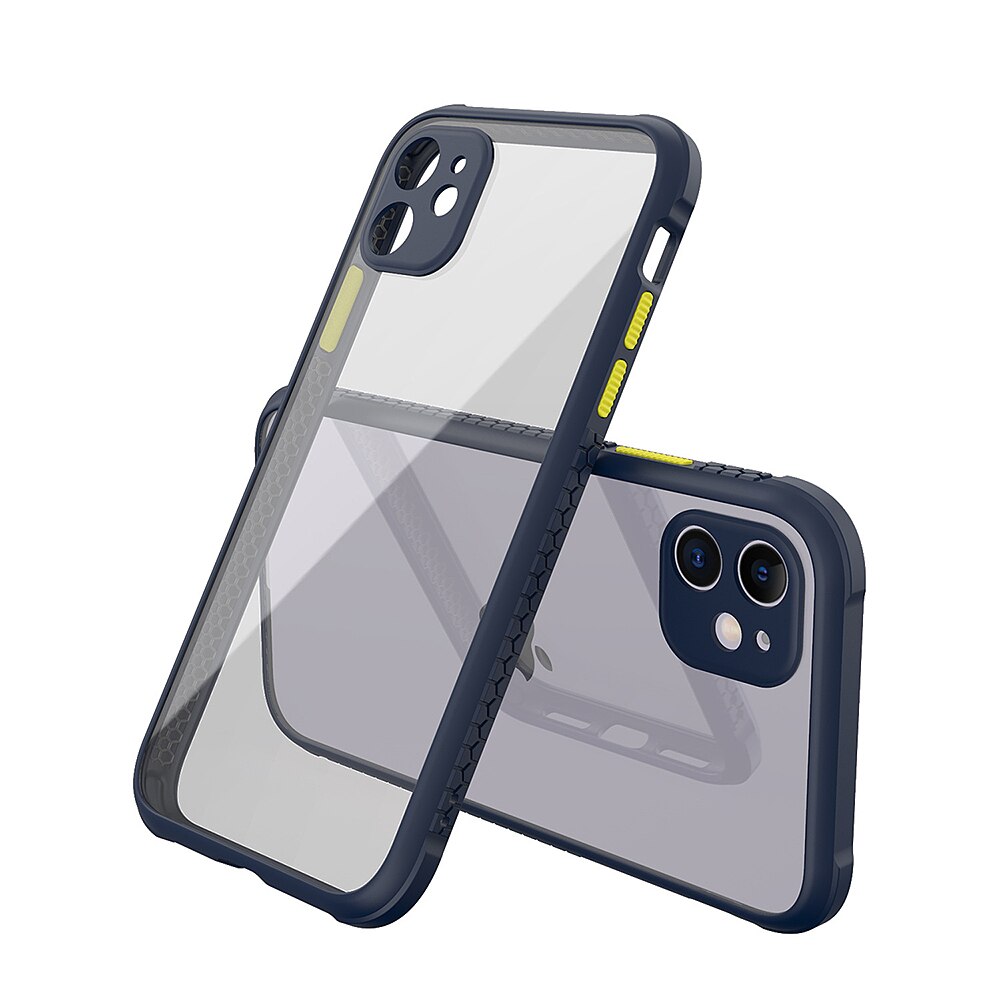 Husa rezistenta la socuri pentru iPhone 12, Policarbonat/Cauciuc, Protectie pentru camera, Transparent/Alb