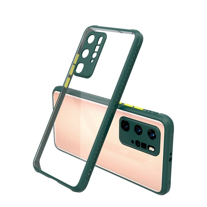 Удароустойчив Кейс за Huawei P40 Pro, Camera Protection, Тъмнозелен