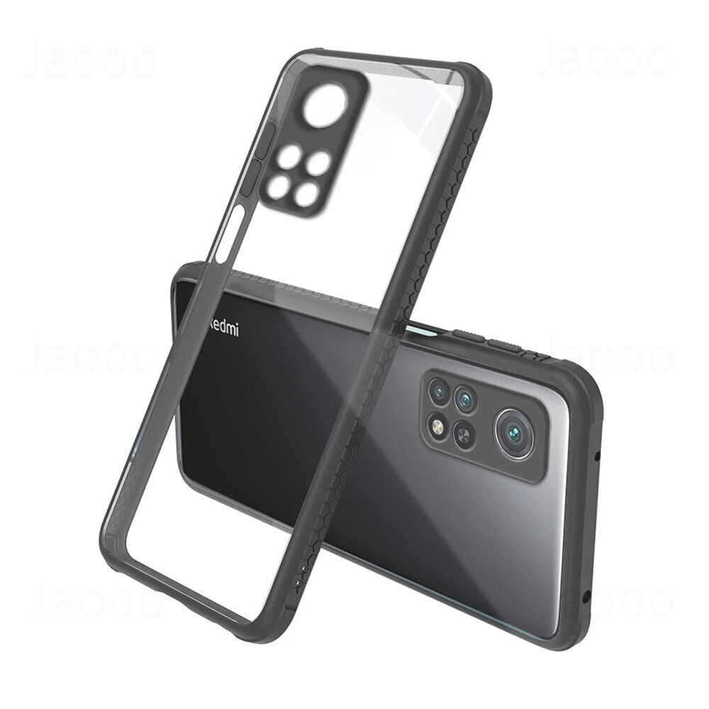 Husa rezistenta la socuri pentru Xiaomi Mi 10T Pro, Policarbonat/Cauciuc, Protectie pentru camera, Transparent/Negru
