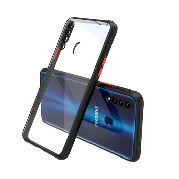 Husa rezistenta la socuri pentru Samsung Galaxy A20s, Policarbonat/Cauciuc, Protectie pentru camera, Transparent/Negru Husa rezistenta la socuri pentru Samsung Galaxy A20s, Policarbonat/Cauciuc, Protectie pentru camera, Transparent/Negru