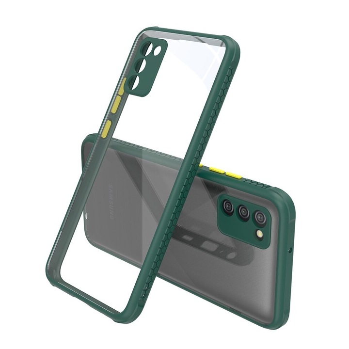 Удароустойчив Кейс за Samsung A02s, Camera Protection, Тъмнозелен