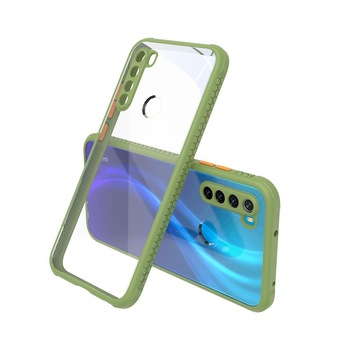 Husa rezistenta la socuri pentru Xiaomi Redmi Note 8, Policarbonat/Cauciuc, Protectie pentru camera, Transparent/Verde deschis Husa rezistenta la socuri pentru Xiaomi Redmi Note 8, Policarbonat/Cauciuc, Protectie pentru camera, Transparent/Verde deschis