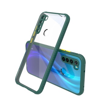 Husa antisoc pentru Xiaomi Redmi Note 8, Muchii din cauciuc, Protectie pentru camera, Transparent/Verde inchis Husa antisoc pentru Xiaomi Redmi Note 8, Muchii din cauciuc, Protectie pentru camera, Transparent/Verde inchis