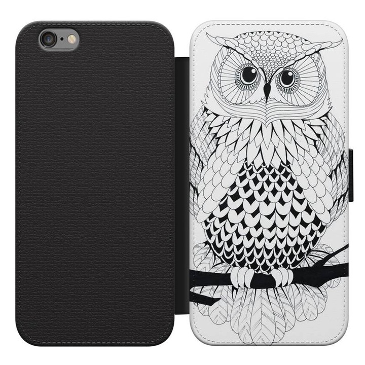 Bufnita alb-negru 28 iPhone 7 husa flip husa flip case husa pentru telefon