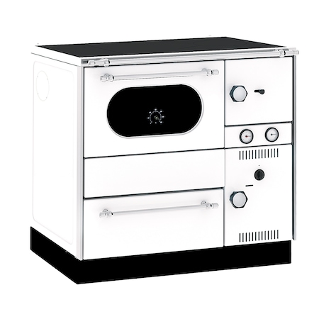 Soba de gatit cu plita si cuptor, tip centrala, Alfa Plam, AlfaTerm20, 23 kW, alb, stanga