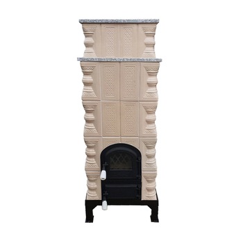 Soba turn cu 5 randuri de teracota bej ivory si cu usa sticla serie mica Soba turn cu 5 randuri de teracota bej ivory si cu usa sticla serie mica