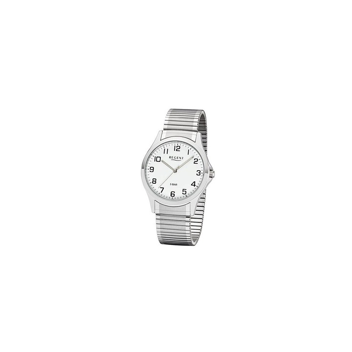 Férfi karóra Regent 1242413, Quartz, 39mm, 5ATM, Ezüstszínű