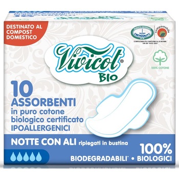 Vivicot Bio Absorbante de noapte din bumbac organic cu aripioare 10 buc Vivicot Bio Absorbante de noapte din bumbac organic cu aripioare 10 buc