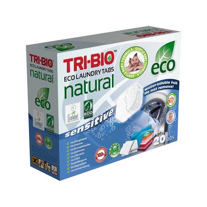 Detergent capsule pentru rufe bebelusi Eco, Tri-Bio, 14 spalari, 1 l