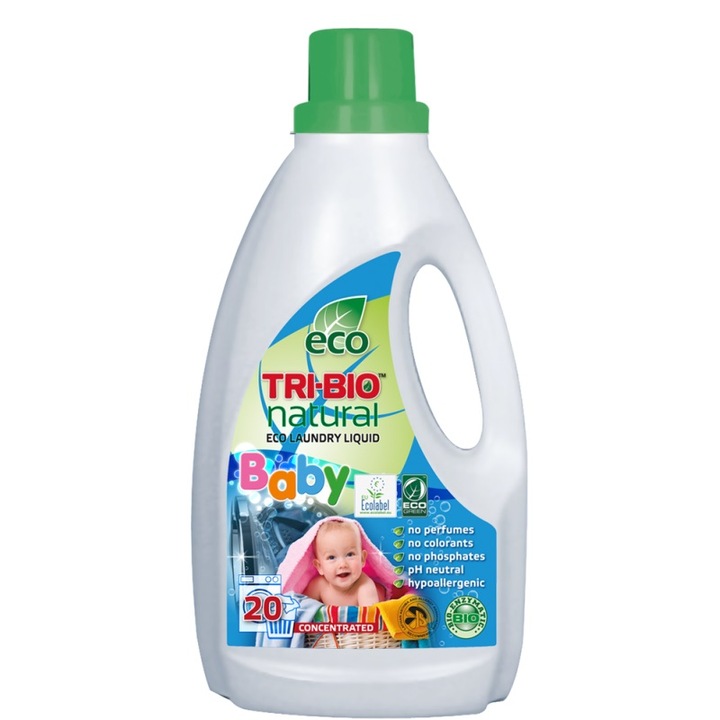 Detergent lichid Eco pentru rufe „BABY”, Tri-Bio, super-concentrat, 0.94 l