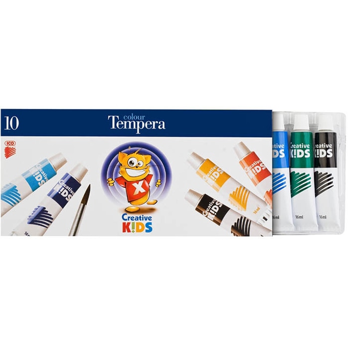 Acuarele tempera Ico Creative Kids 16 ml, 10 culori