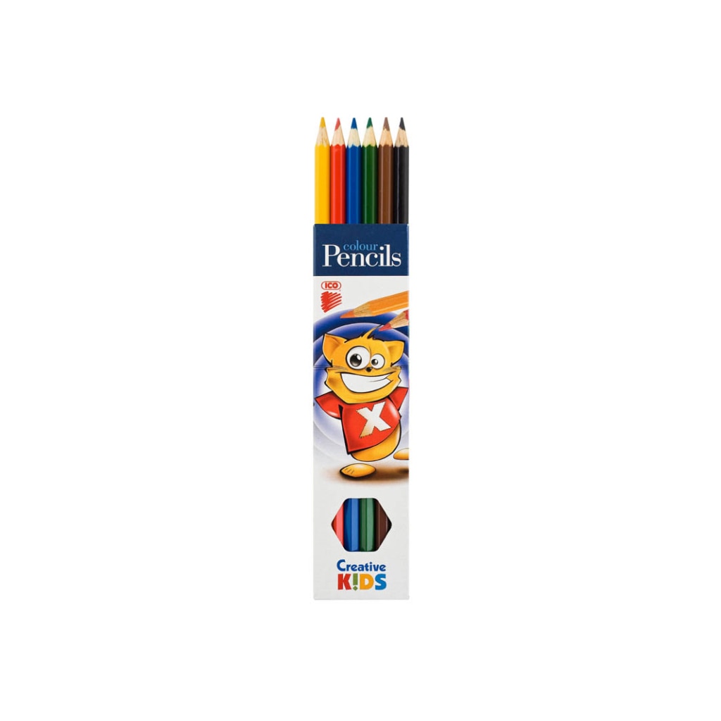 Creioane colorate Ico Creative Kids, 6 culori