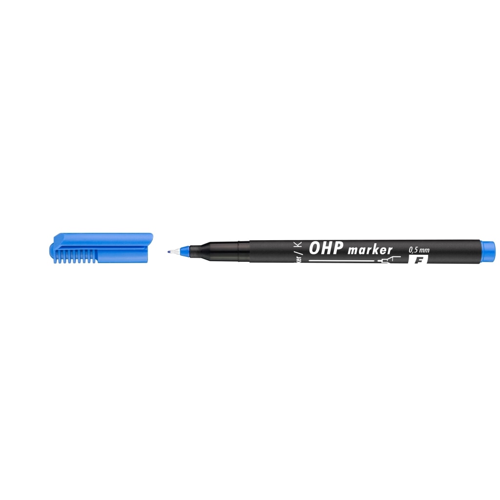 Marker permanent Ico OHP, fin, 0.5 mm, Albastru