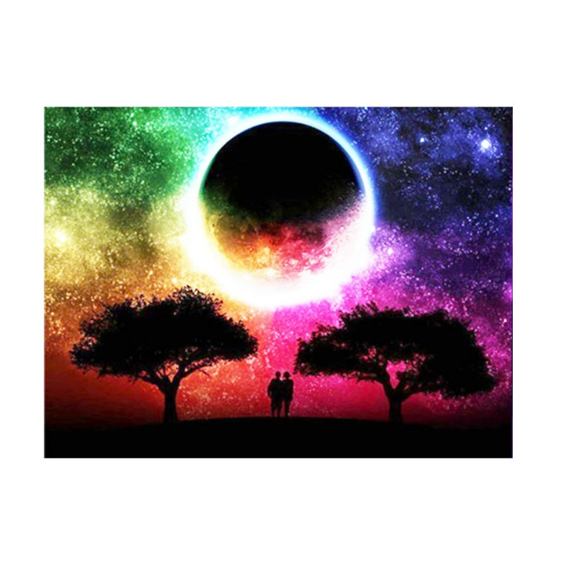 Set de creatie cu diamante AMTMBS DIY 5D, Model indragostiti, 34.8 x 24.8cm, Multicolor