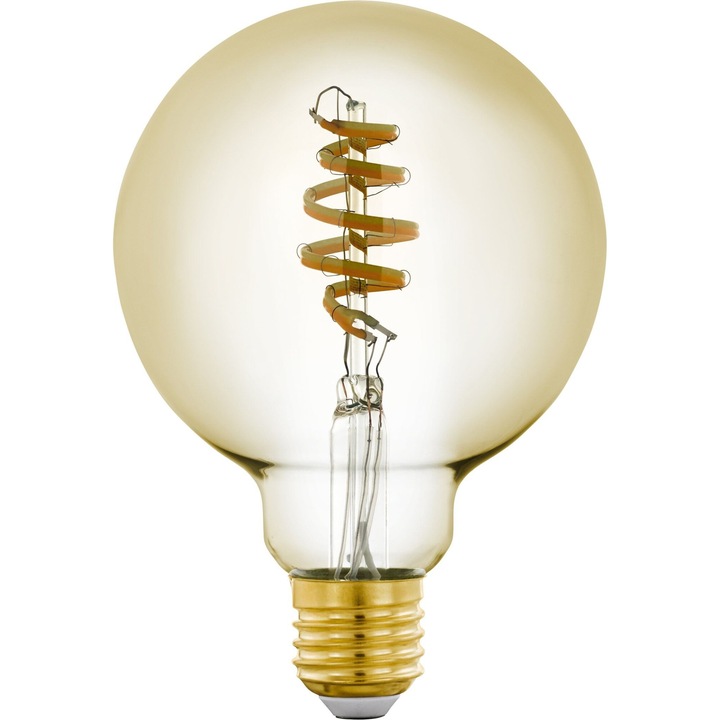 Интелигентна LED крушка vintage Eglo Connect 12581, Wi-Fi, G95, E27, 5.5W, 400 лумена, A+, Регулируема светлина (2200-6500K), Кехлибар, Съвместимост Amazon Echo и Google Home