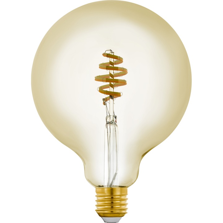 Интелигентна LED крушка vintage Eglo Connect 12582, Wi-Fi, G125, E27, 5.5W, 400 лумена, A+, Регулируема светлина (2200-6500K), Кехлибар, Съвместимост Amazon Echo и Google Home