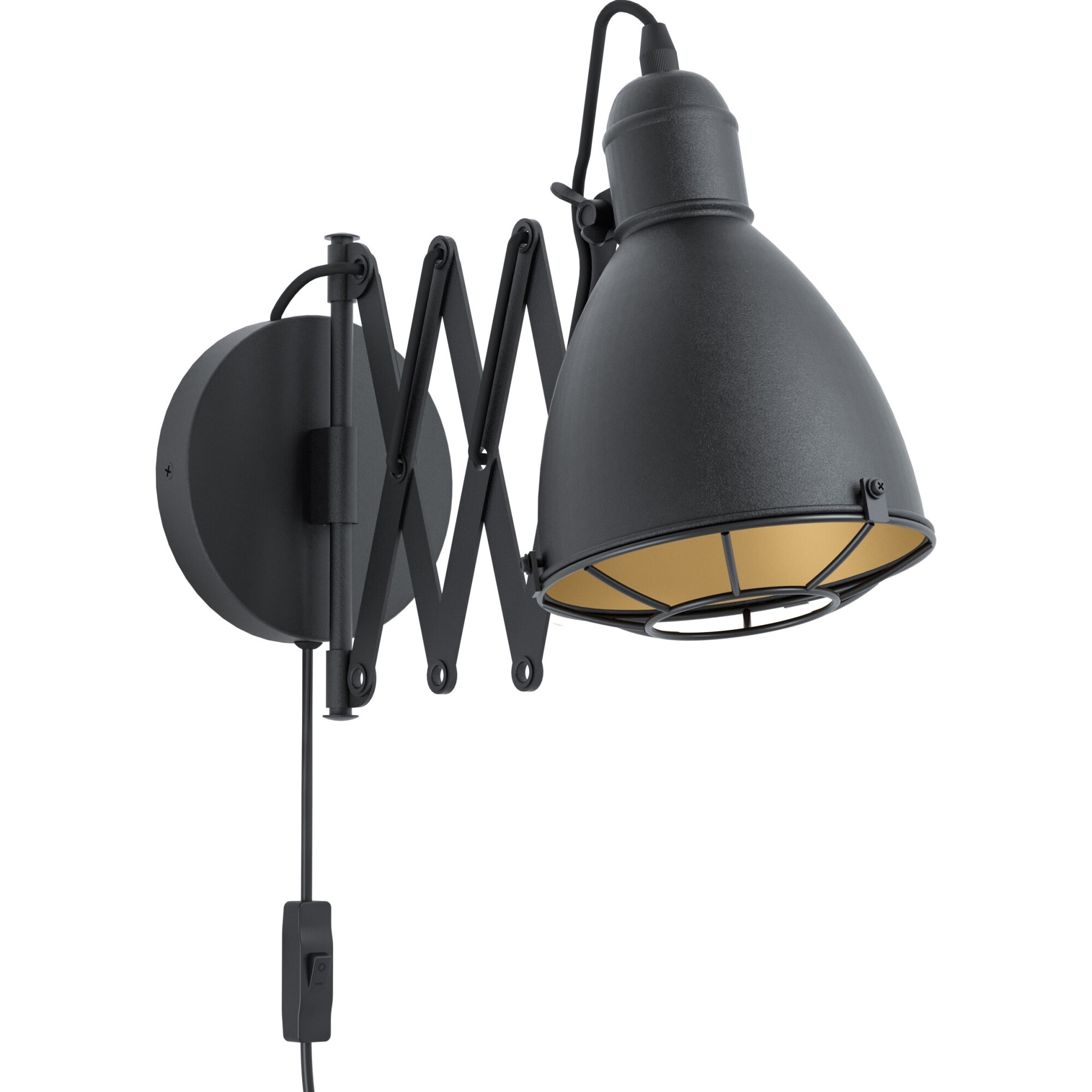 Aplica vintage Eglo Treburley 43184, E27, 28W, Otel, Auriu/Negru