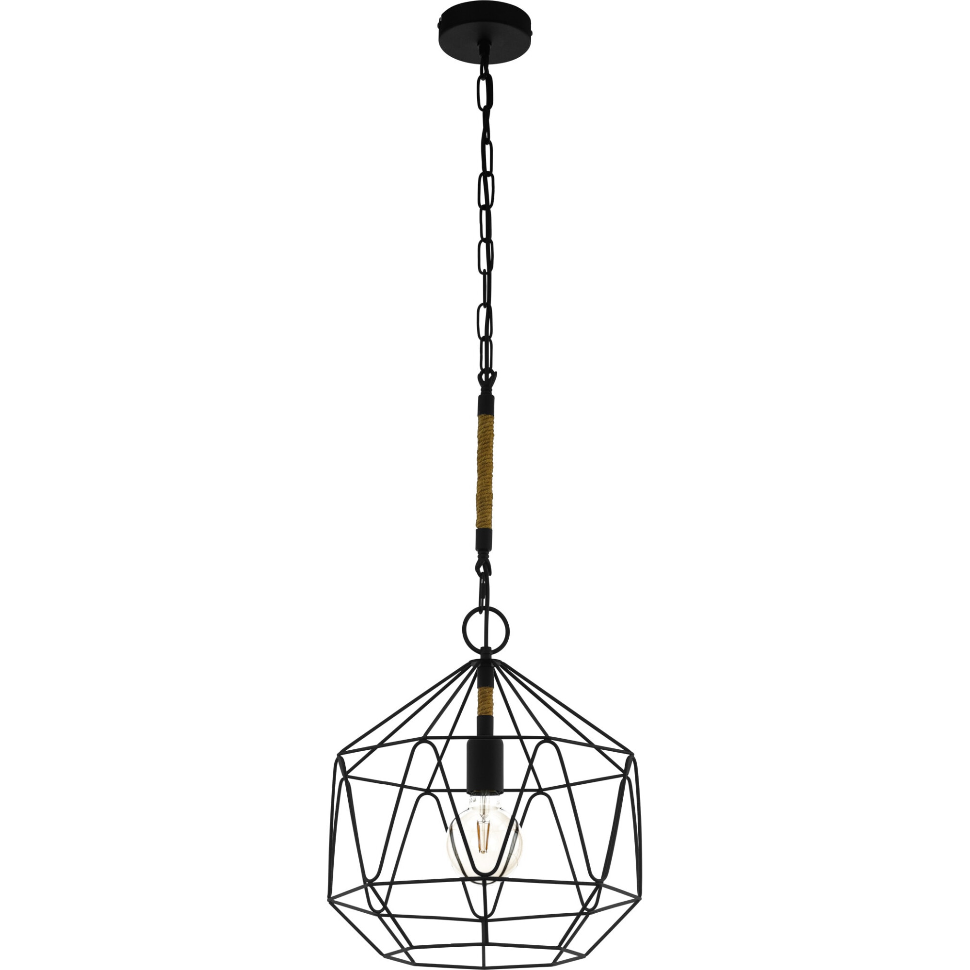 Pendul vintage Eglo Cottingham 43328, E27, 40W, 110x37 cm, Otel, Negru