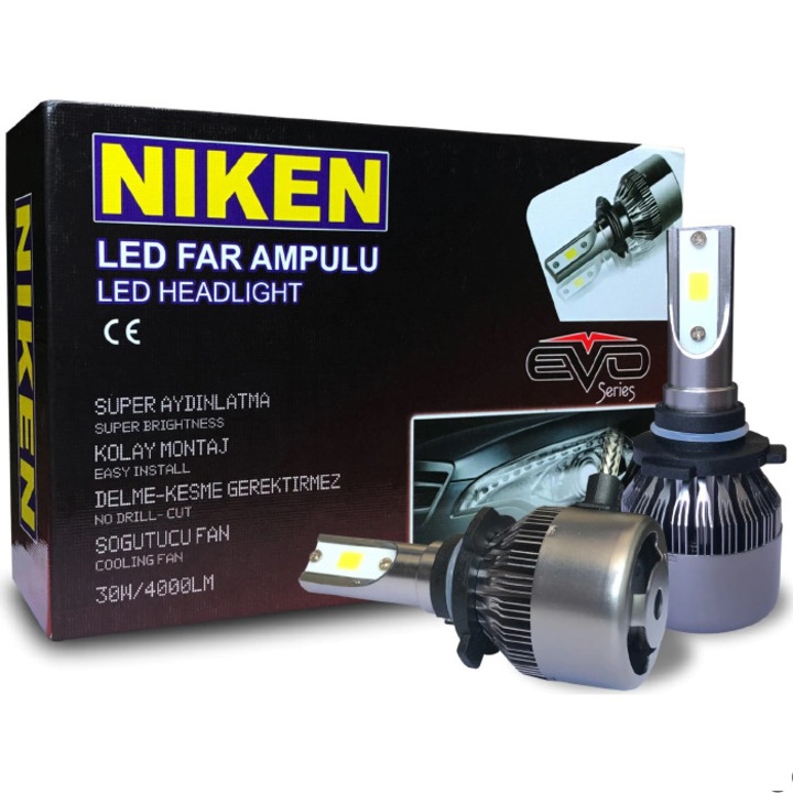 Диодни крушки H15 Yavis Trade, H15, 8000L, 6000К, NIKEN, 30W, LED, бял