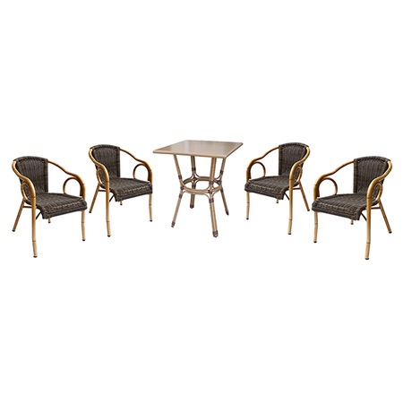 Set mobilier gradina Kring RIVOLI, masa 70x70xH74cm, 4 scaune 56x65x75cm