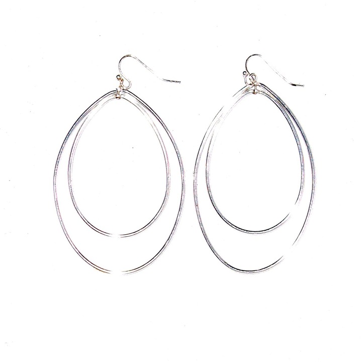 Cercei bijuterie argintii ovali de dama FashionBijoux