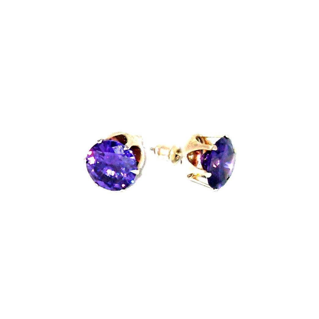 Cercei bijuterie argintii cu cristal violet de dama FashionBijoux