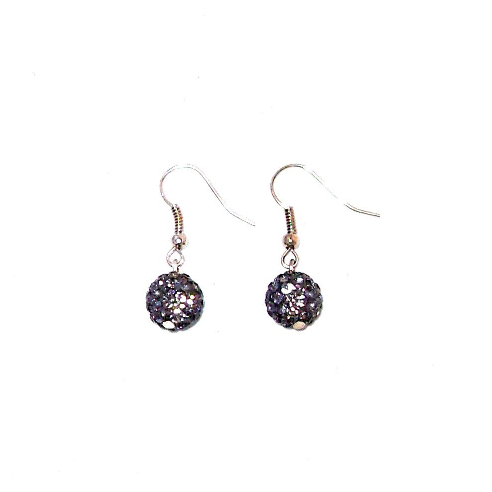 Cercei bijuterie shamballa gri de dama FashionBijoux
