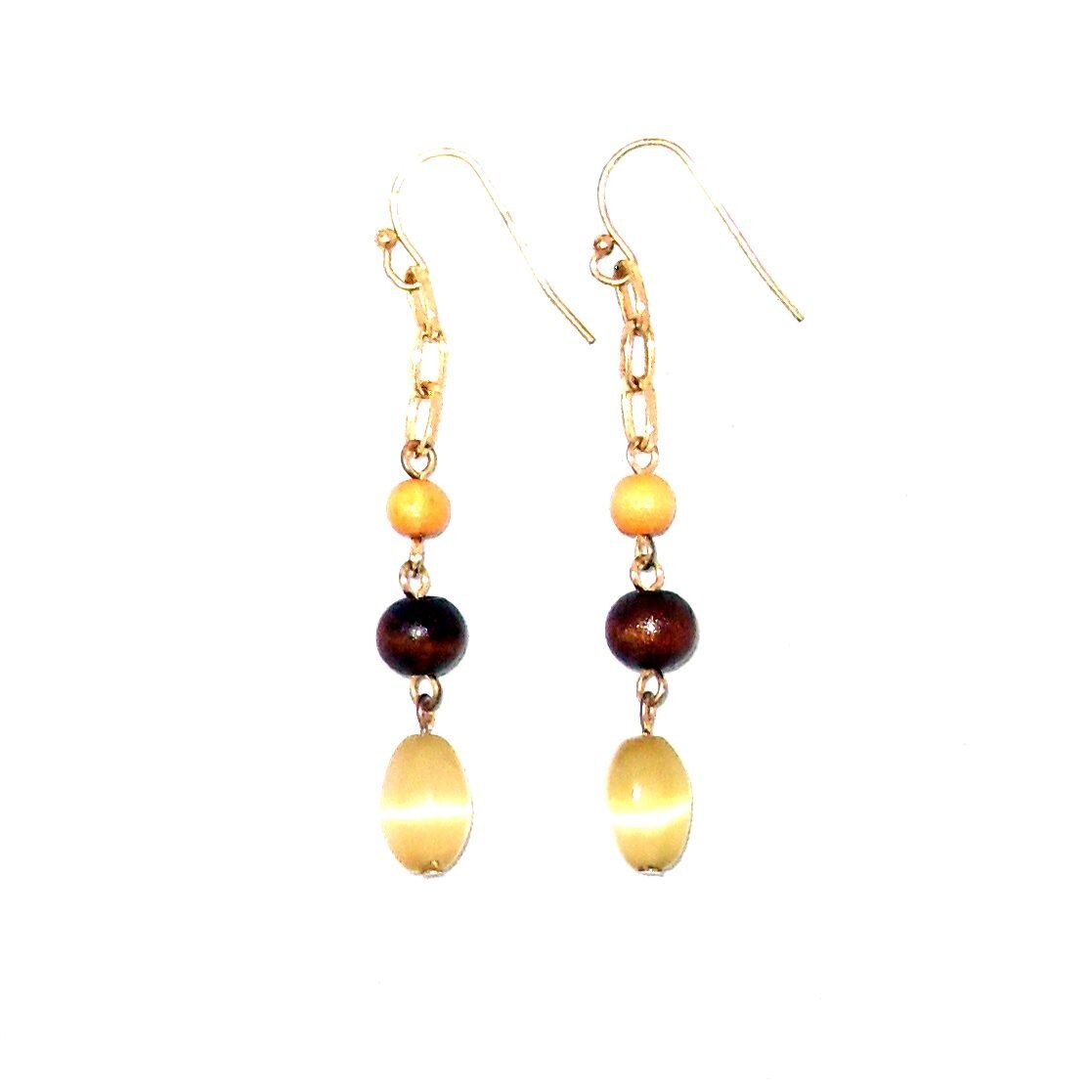 Cercei bijuterie aurii lungi cu margele de dama FashionBijoux