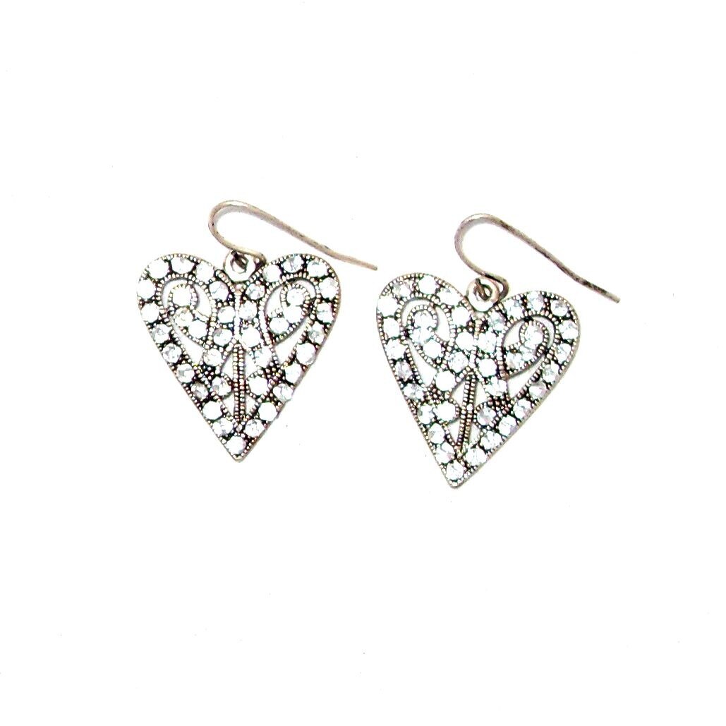 Cercei bijuterie inima cu cristale albe de dama FashionBijoux