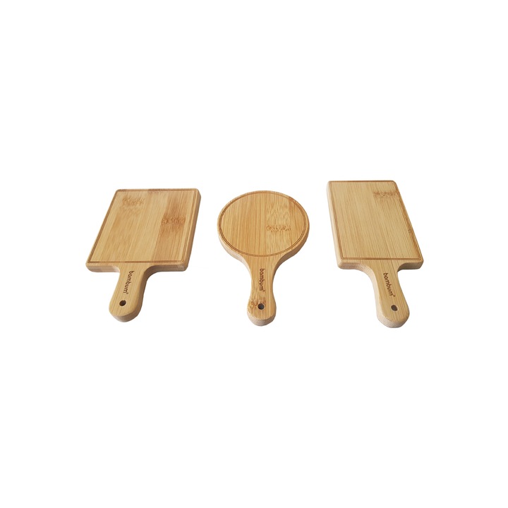 Set 3 mini tocator din bambus, Bambum