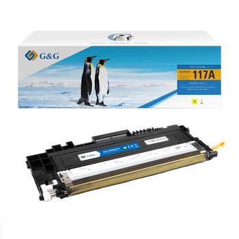 Cartus Toner G&G, compatibil cu HP Laser MFP 179FNW NR.117A (W2072A), cu cip, 700 pag, galben Cartus Toner G&G, compatibil cu HP Laser MFP 179FNW NR.117A (W2072A), cu cip, 700 pag, galben
