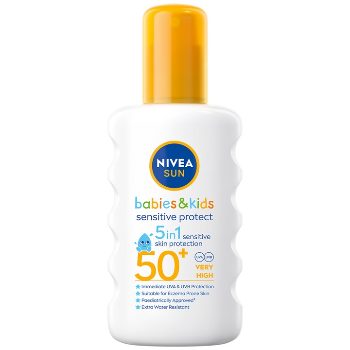 Nivea Sun Babies & Kids Sensitive Protect SPF 50+ Napozó spray, 200 ml