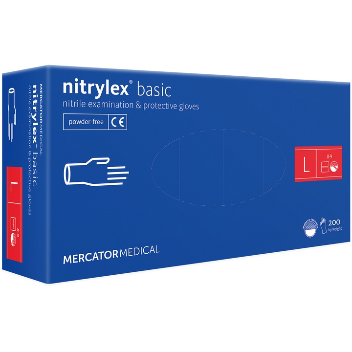 Set 200 bucati Manusi Nitrylex basic, Nitril, nepudrate, violet, marimea L