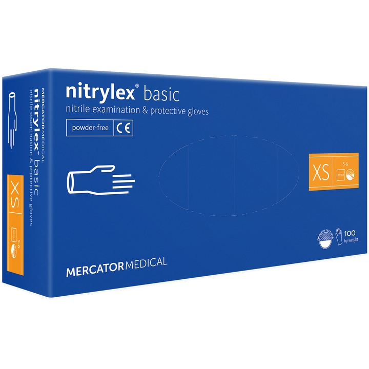 Set 100 bucati Manusi Nitrylex basic, Nitril, nepudrate, violet, marimea XS