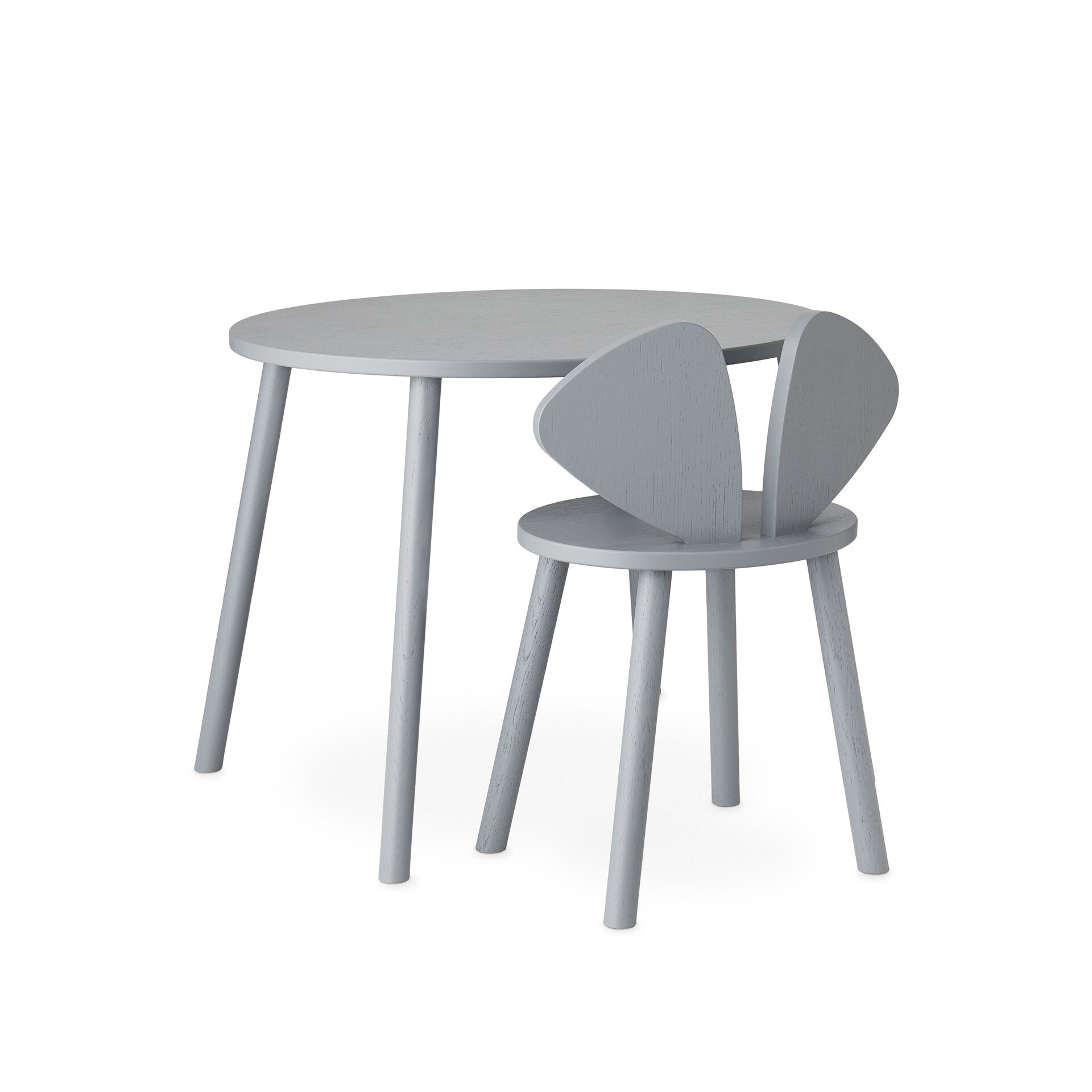 Set Pentru Copii Masa Si Scaun Nofred Mouse School Lemn Culoare Gri, 76 x 58 cm