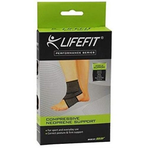 Suport compresie glezna Lifefit, negru-verde