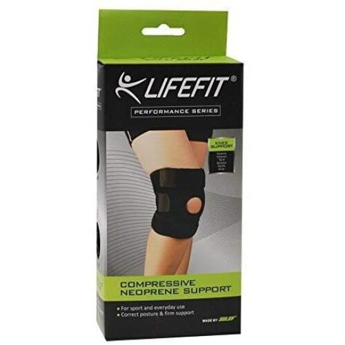 Suport compresiv neopren genunchi Lifefit, negru