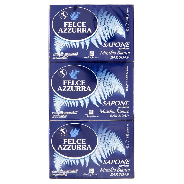 Felce Azzurra Muschio Bianco Комплект парфюм твърд сапун, 3 бр x 100g