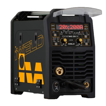 Aparat sudura MIG MAG, MMA si Lift TIG IWELD Pocketmig 235 DP, Synergic, Curent Pulsat, 220V, 190A, rola 5kg, accesorii incluse Aparat sudura MIG MAG, MMA si Lift TIG IWELD Pocketmig 235 DP, Synergic, Curent Pulsat, 220V, 190A, rola 5kg, accesorii incluse