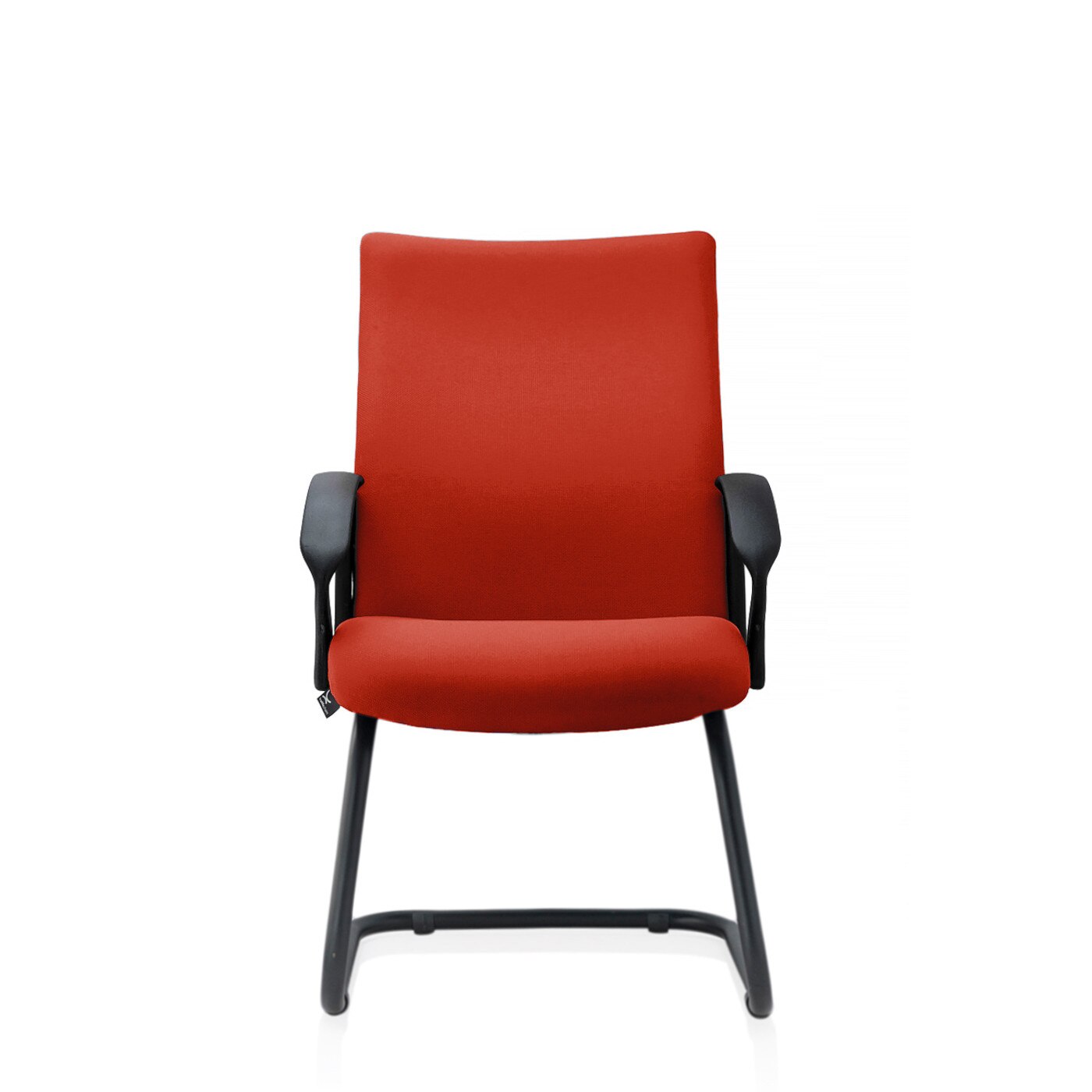 Scaun ergonomic de birou TRAFFIC CHAIRS HUGO V, tapiterie sezut si spatar textil PORTOCALIU INCHIS, cadru tip sanie, brate fixe