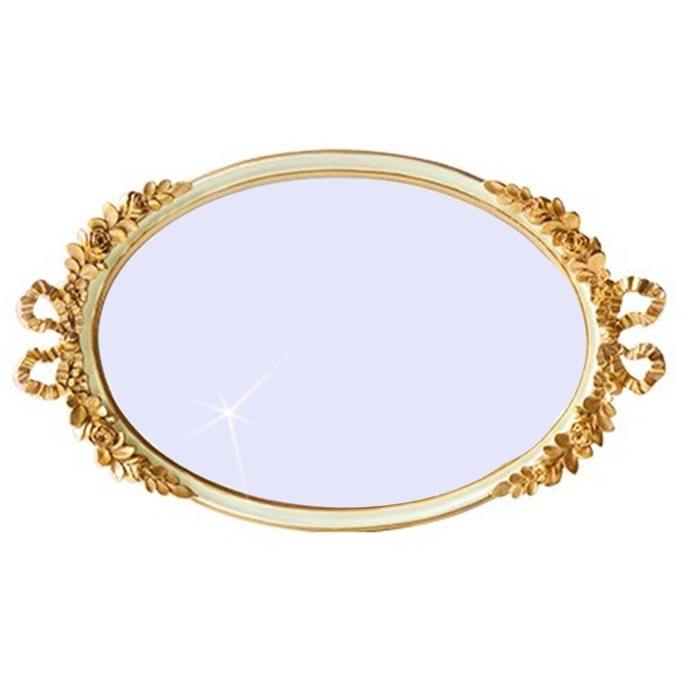 Tava oglinda Memories alb – auriu antichizat 36x21cm