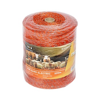 Rola fir portocaliu-maro fi 3mm insertie metalica 5x0.2mm SS, rezistenta 4.5 Ohm/m, 500m gard electric Thor Rola fir portocaliu-maro fi 3mm insertie metalica 5x0.2mm SS, rezistenta 4.5 Ohm/m, 500m gard electric Thor