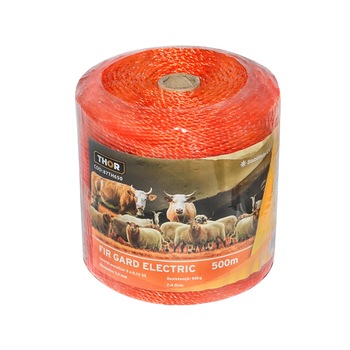 Rola fir portocaliu fi 2.5mm insertie metalica 3x0.15mm SS, rezistenta 7.4 Ohm/m, 500m gard electric Thor Rola fir portocaliu fi 2.5mm insertie metalica 3x0.15mm SS, rezistenta 7.4 Ohm/m, 500m gard electric Thor