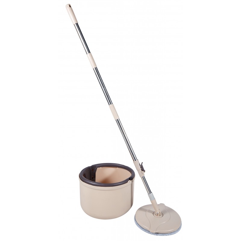 Galeata cu Mop, Capacitate 4.5 L, Baza Rotunda, Functionare Rotativa, Dimensiuni 31x29x20 cm, Maner 130 cm, Metal/Plastic, Crem