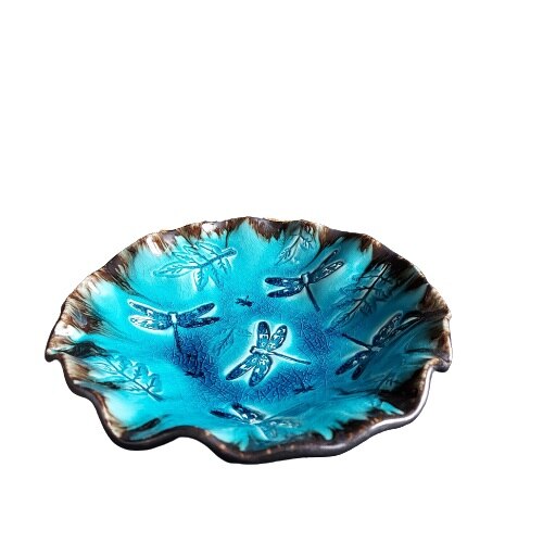 Platou cu margini ondulate, textura libelule, diametru 23 cm