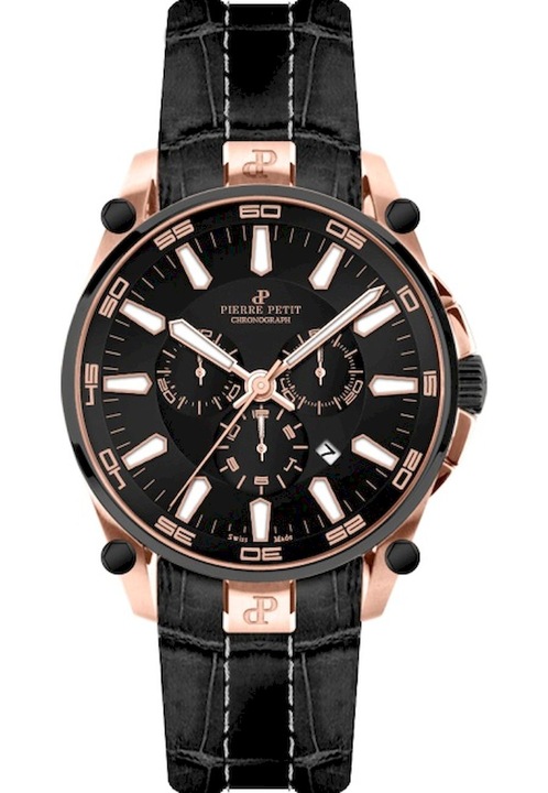 Analóg óra, Pierre Petit, P-817J, 10 ATM, 44 mm, fekete/rózsa arany