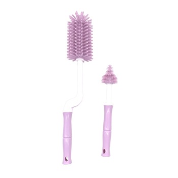Set 2 perii silicon Bo Jungle pentru curatare biberoane, roz Set 2 perii silicon Bo Jungle pentru curatare biberoane, roz