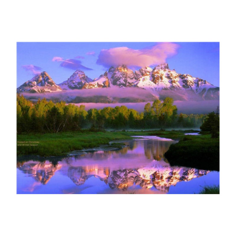 Set de creatie cu diamante AMTMBS DIY 5D, Model peisaj montan, 34.8 x 24.8cm, Multicolor